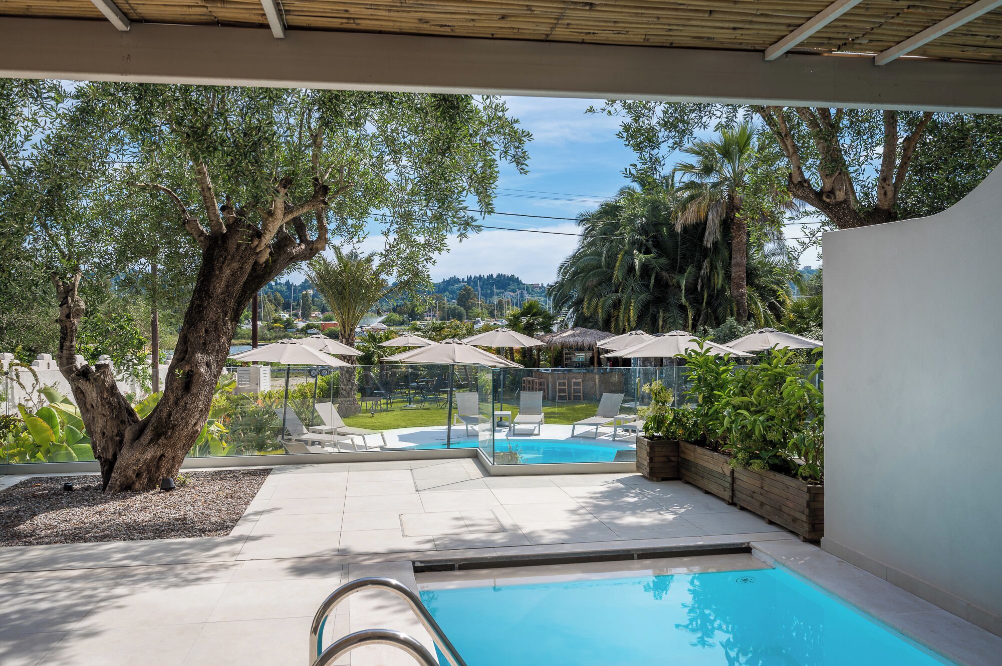 Deluxe Suite, Private Pool, Sea View | Hypo-allergenic bedding, in-room safe, soundproofing, iron/ironing board