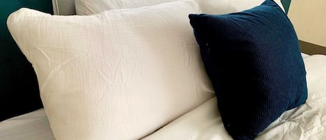 Hypo-allergenic bedding, down duvets, pillow-top beds