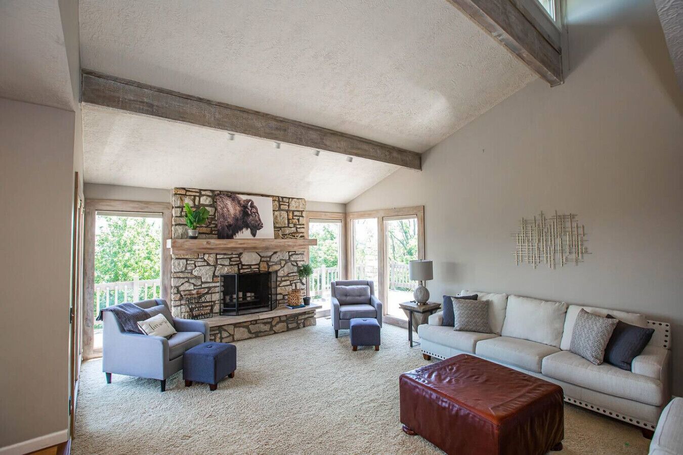 Smart TV, fireplace, foosball, table tennis