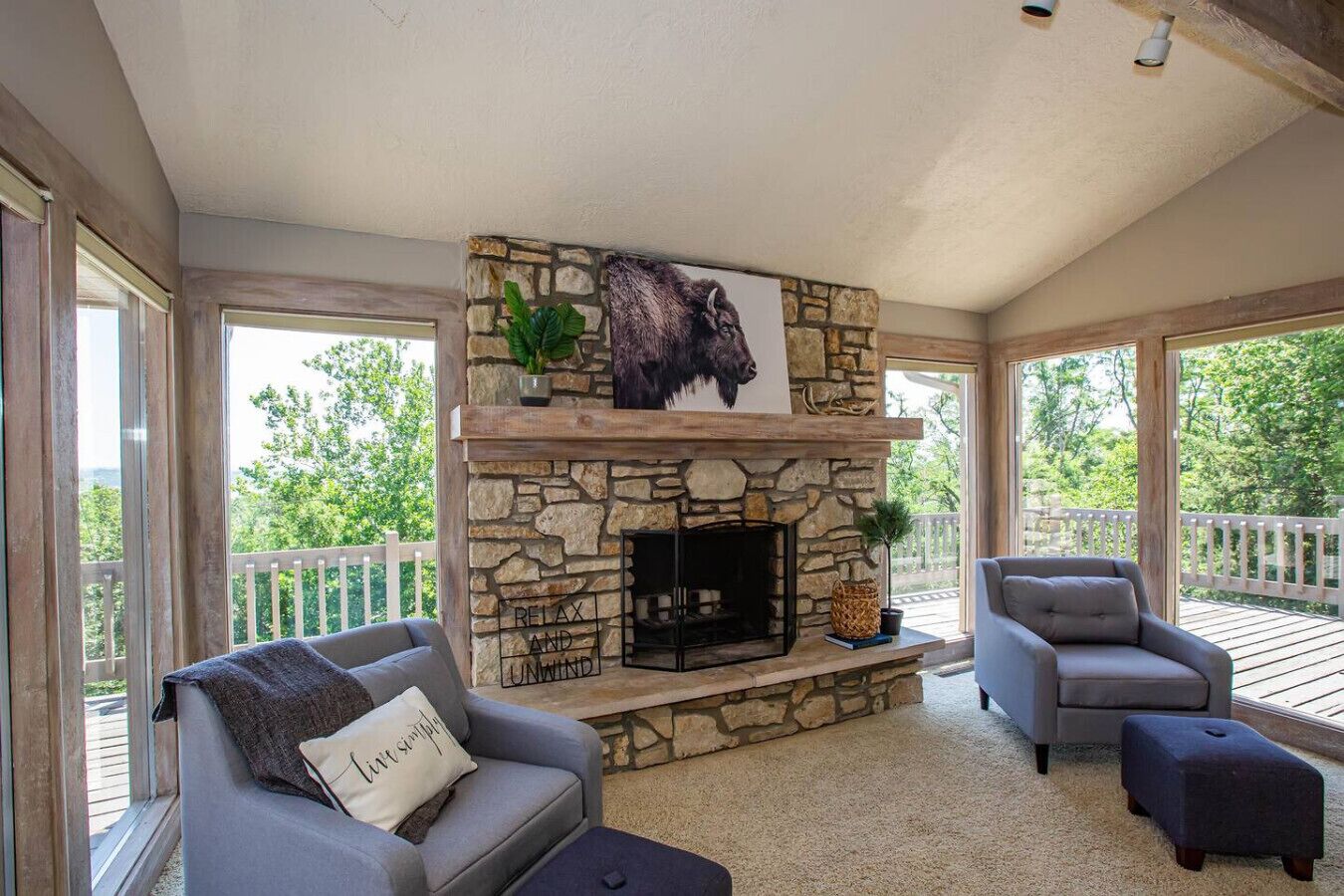 Smart TV, fireplace, foosball, table tennis