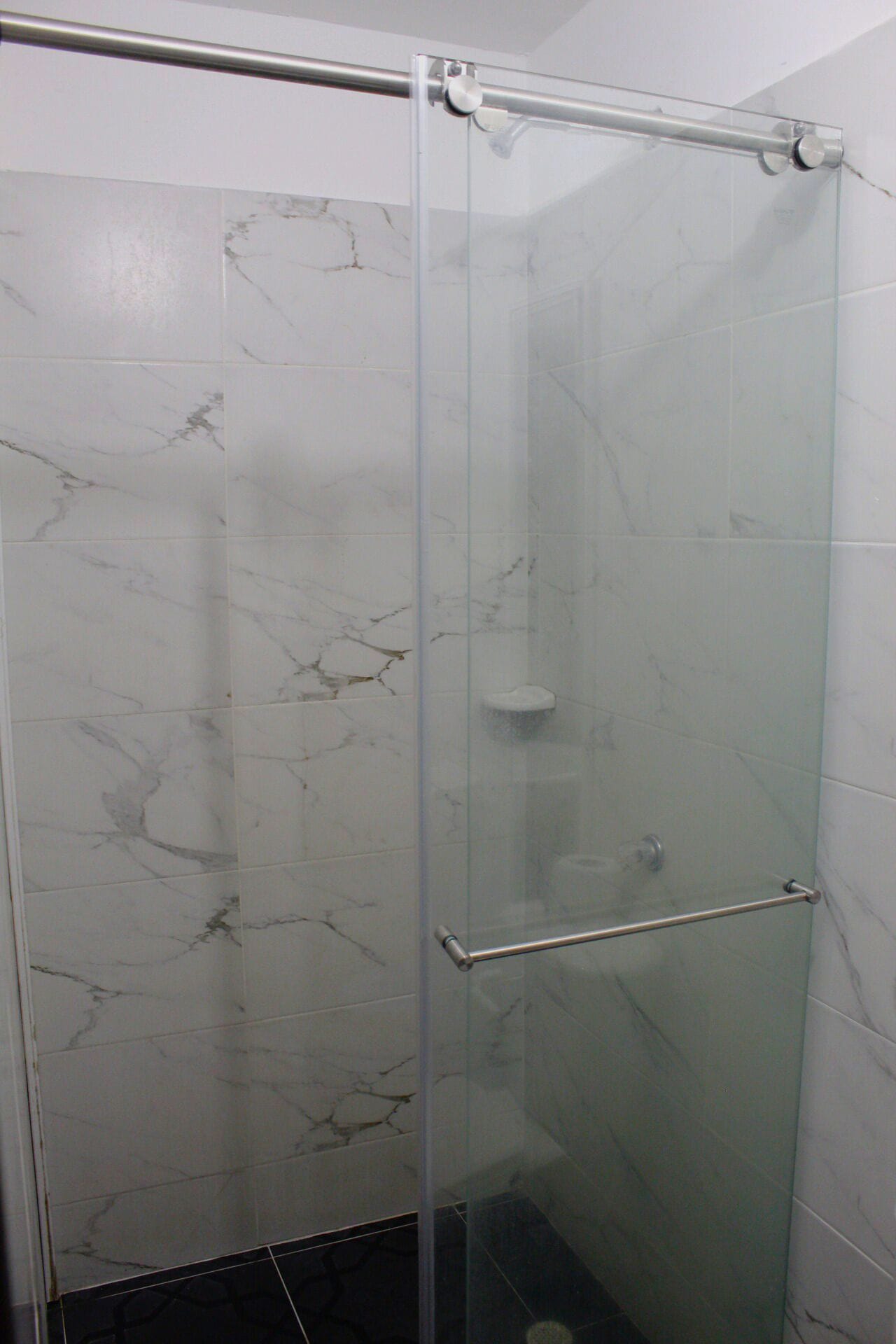 Shower, towels, soap, shampoo