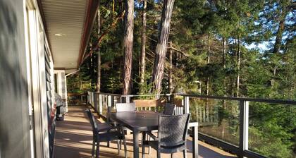 Waterfront home with stunning views, surrounded by nature.