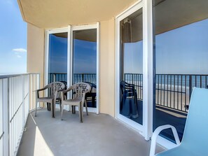 Terrace/patio - Beachfront Condo - OceanFront, Pool & Steps to Flagler Ave (New Smyrna Beach)