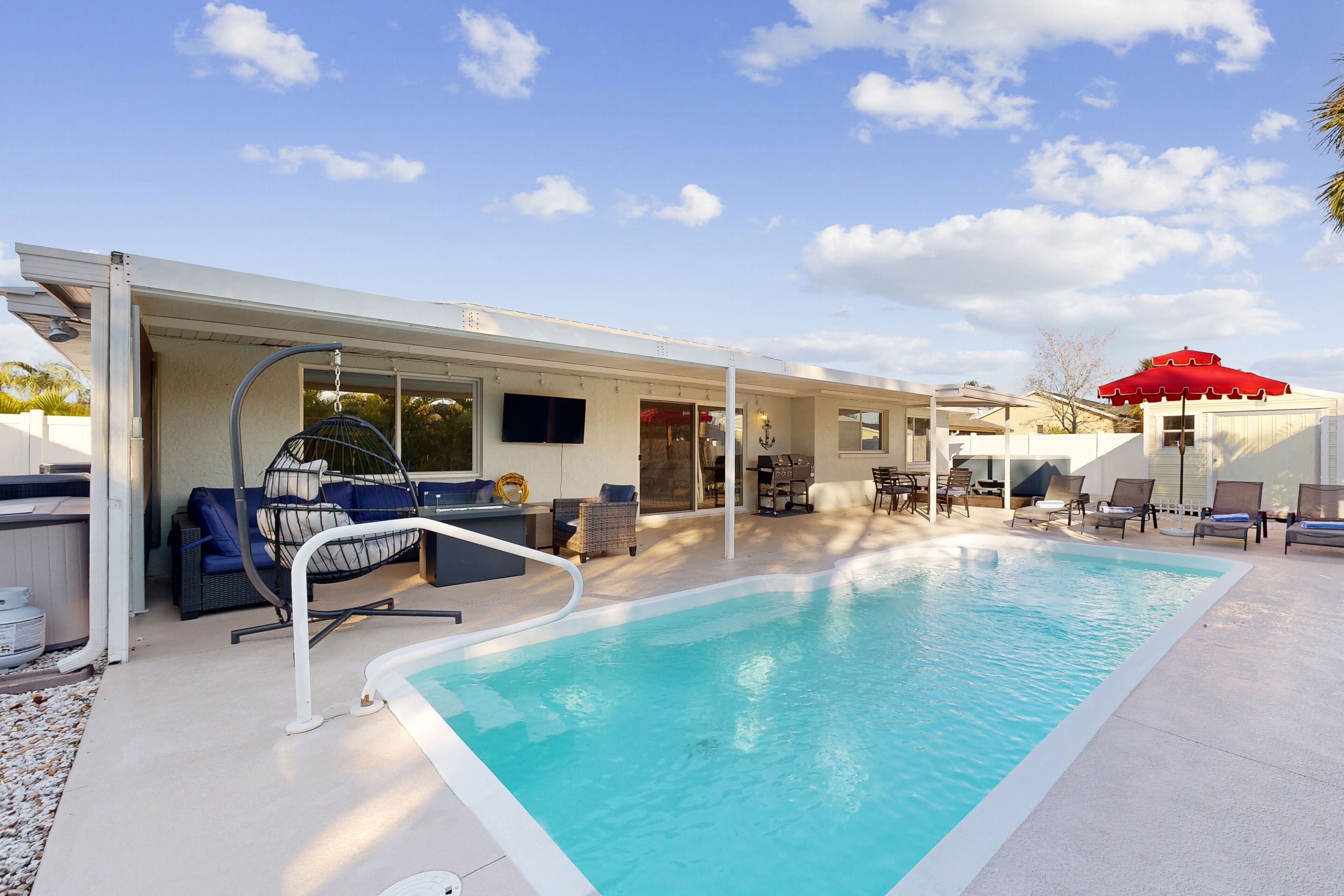 Luxe beach retreat with heated pool, hot tub, firepit, & PS5 - dog-friendly