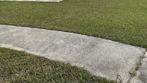 A single-story house with a grey roof and white exterior walls, a front yard with a well-maintained lawn, and a clear blue sky. - Rare & Amazing 3 bdrm 2 bath apt with pool gives you a home away from home feel. (Lutz)