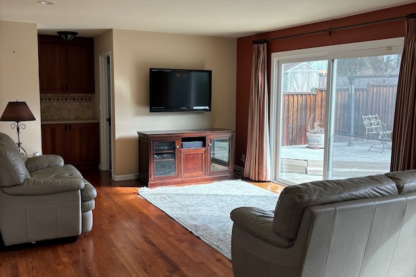 Smart-TV, Kamin, DVD-Player, Bücher