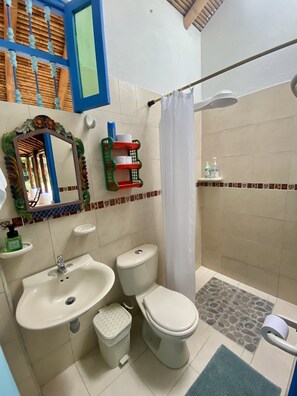 Serviettes fournies, savon, papier toilette