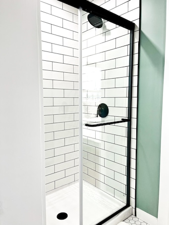 Shower, hair dryer, towels, soap. Cozy Colonial in Downtown Westfield, NY