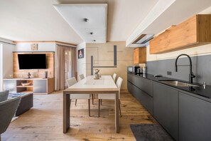 Dining - Apartment 'Residence Latemarblick' with Mountain View, Private Terrace and Whirlpool (Nova Levante)