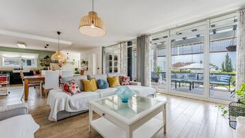 Televisión y chimenea