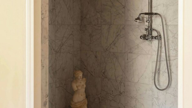 A marble-shaded shower area with a statue of a woman. - Hotel Du Couvent, A Luxury Collection Hotel, Nice,  France (Nice)