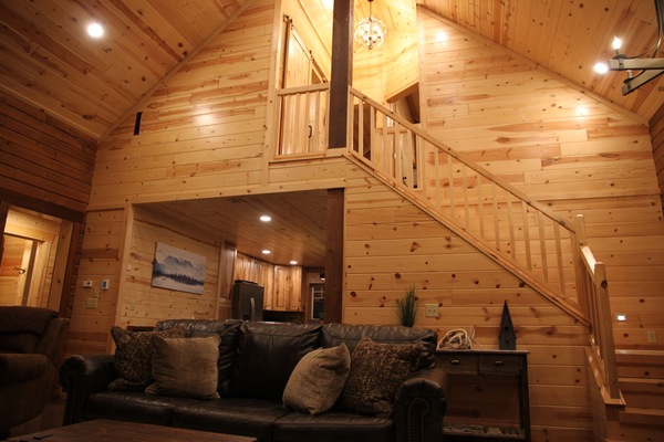 Een smart-tv, een open haard en boeken