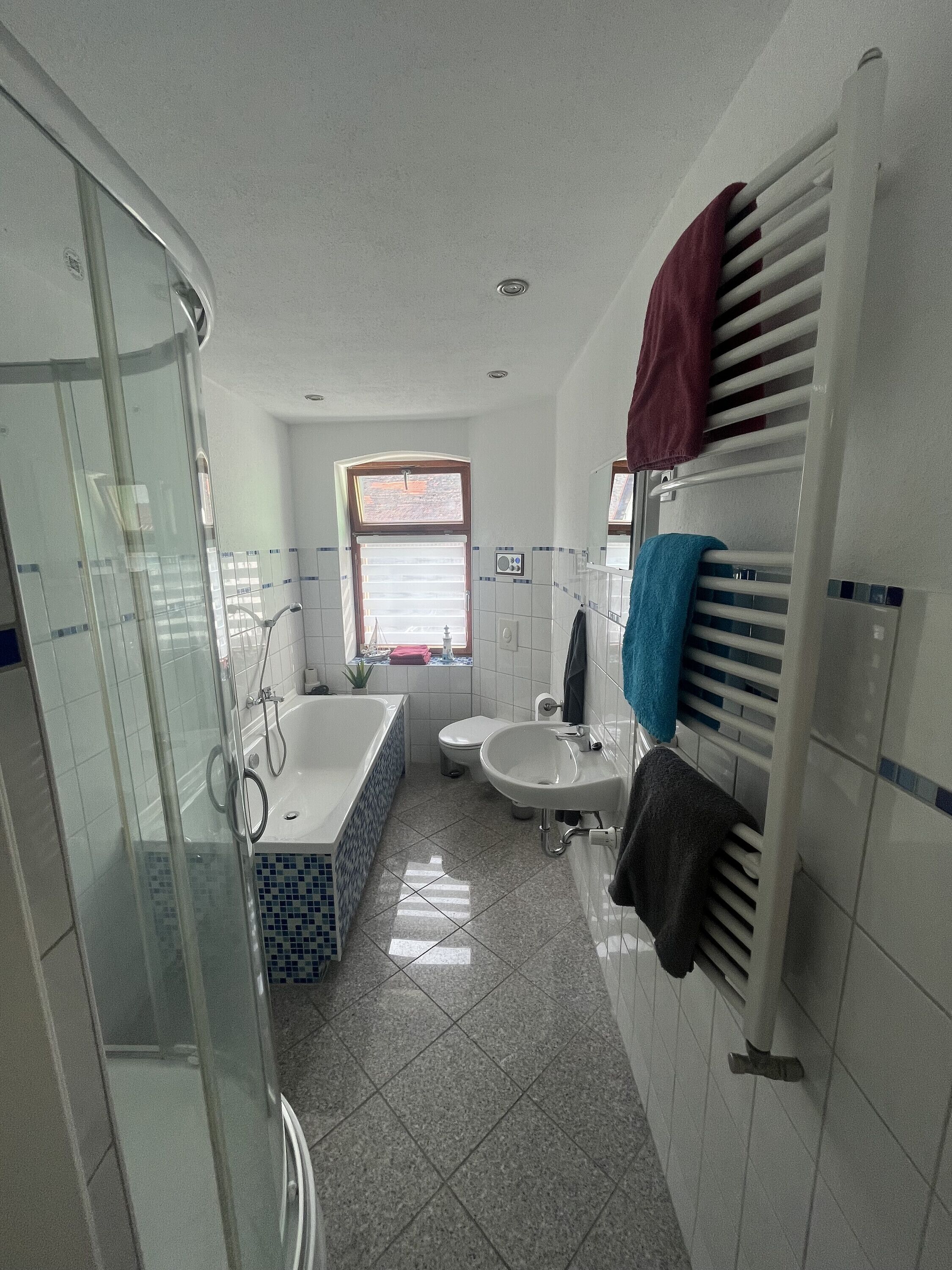 Dusche, Haartrockner, Handtücher