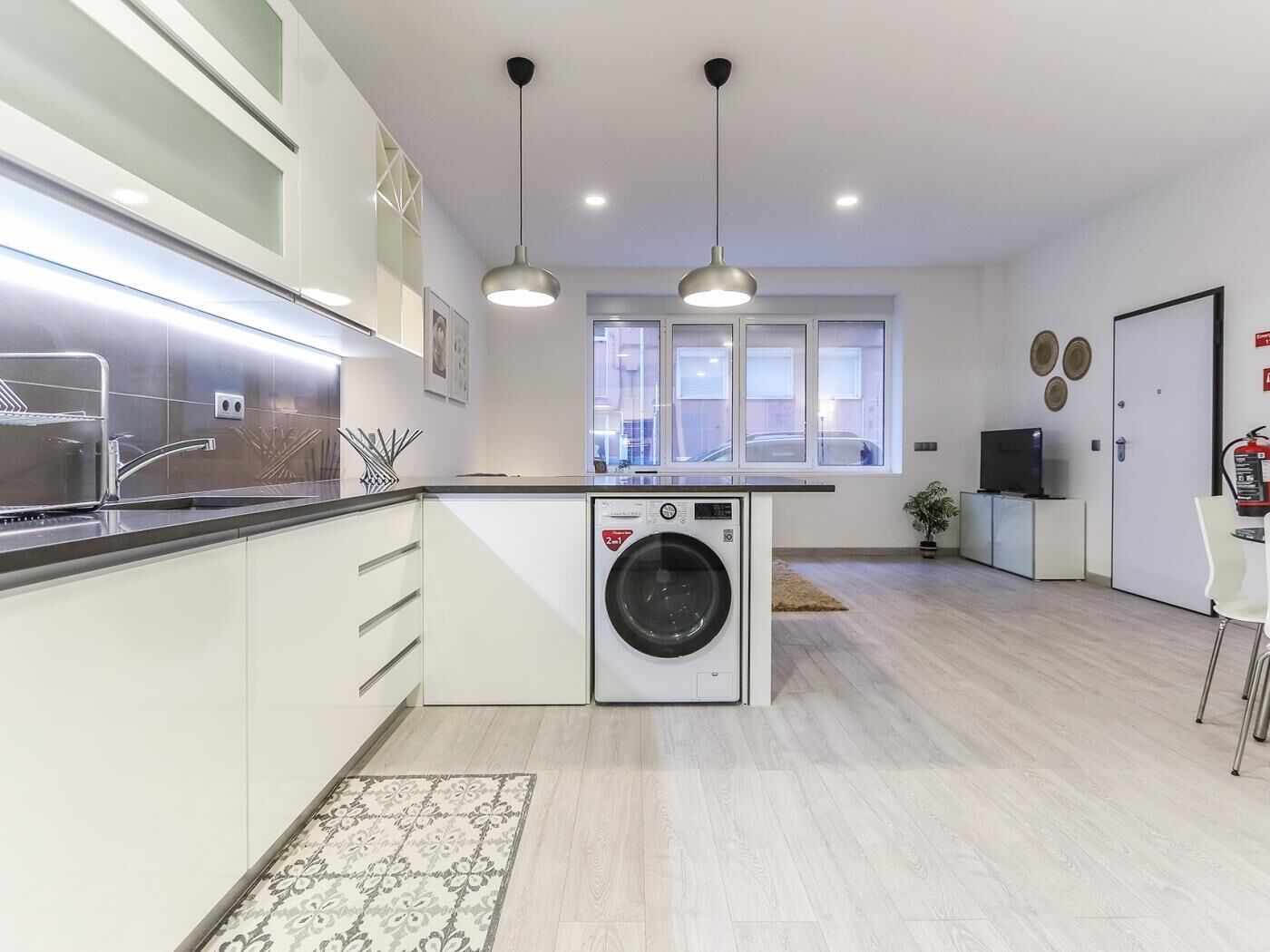 Fridge, microwave, oven, dishwasher