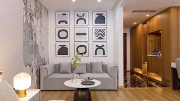 Individually decorated, desk, laptop workspace, blackout drapes