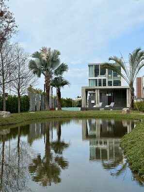 Útsýni yfir húsagarðinn