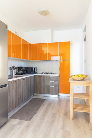 Fridge, microwave, stovetop, dishwasher