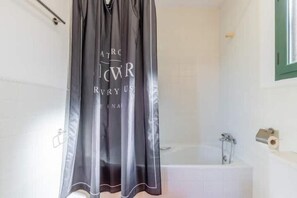 Hair dryer, towels, toilet paper