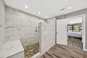 Shower, hair dryer, towels - Golf Cart ~ End Unit with Loft ~ Master Balcony (Miramar Beach)