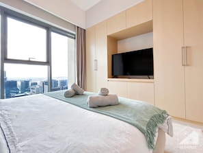 Apartamento (1 Bedroom) | 1 quarto, ferros/tábuas de passar roupa, roupa de cama