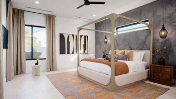 5 habitaciones, tabla de planchar con plancha y cuna de viaje