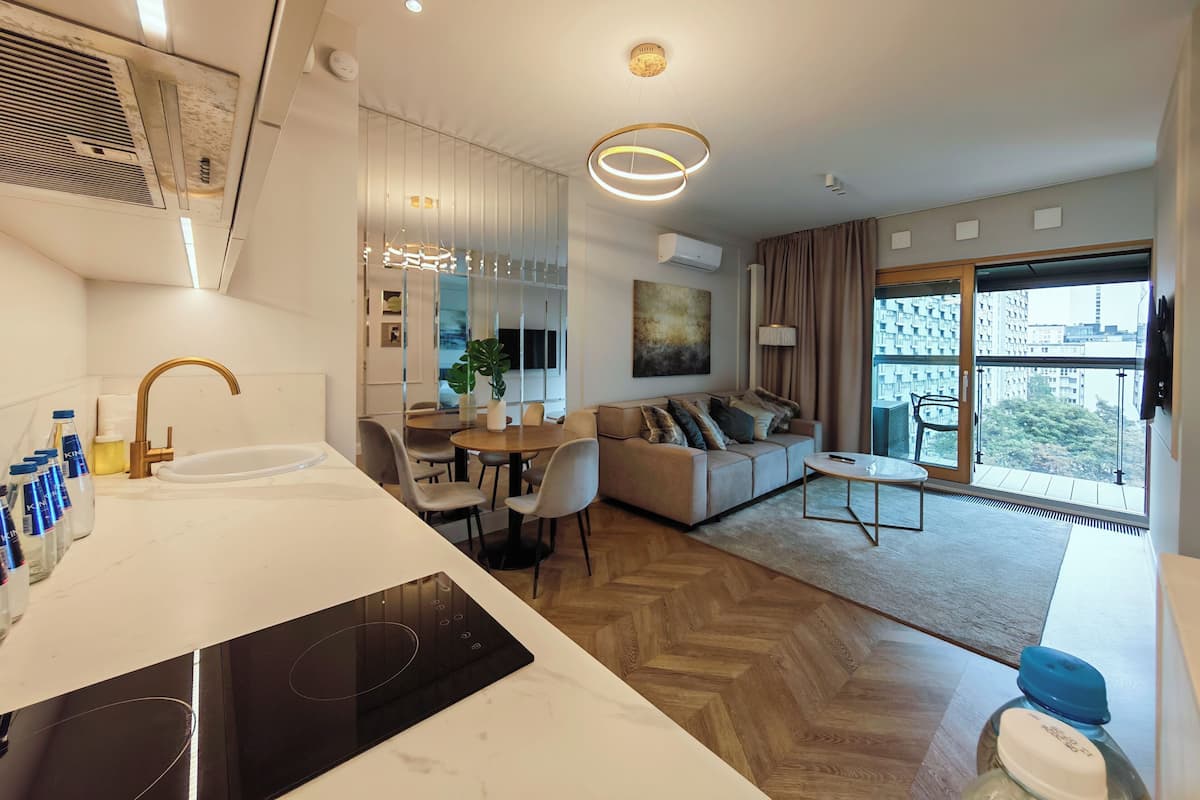 Standard Apartment, 1 Bedroom, City View | Down comforters, minibar, laptop workspace, iron/ironing board