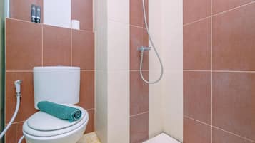 Ducha, toallas, jabón, shampoo