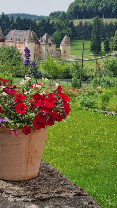 Quiet house in the Morvan with beautiful view of the Château de Ménessaire.