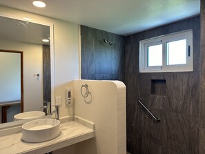 Regadera, amenidades de baño gratuitas, secadora de cabello, toallas 