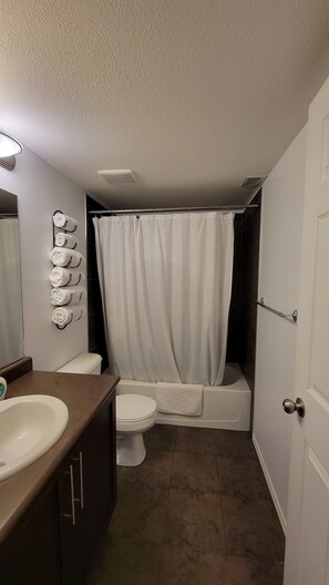 Hårføner, håndklær, såpe og sjampo