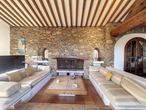 TV, fireplace - VILLA LA SERGERIE DANS LA FORET (La Garde-Freinet)