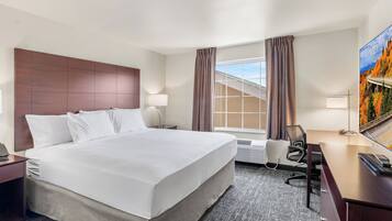 Premium bedding, down comforters, pillowtop beds, desk