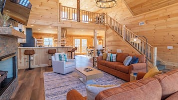 TV, lareira, DVD player