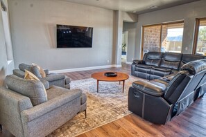 Smart TV, table football, books, stereo