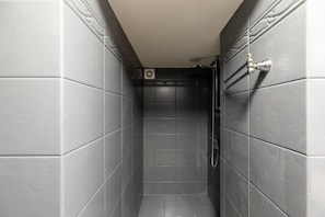 Shower, bidet, towels, toilet paper