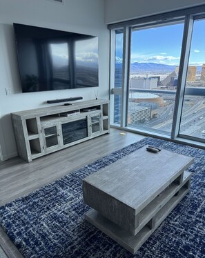 Living area - Modern and Sleek High Rise Walking Distance to Allegiant and LV Strip! (Las Vegas)