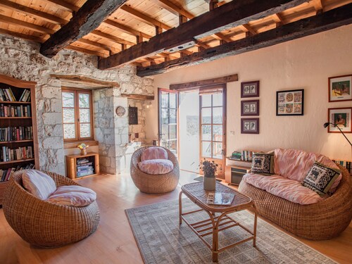 Renovated stone watch tower with private pool