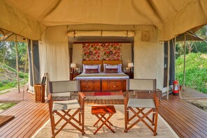 Luxury Tent, 1 Bedroom, Patio, Resort View | Egyptian cotton sheets, premium bedding, memory foam beds, minibar - Sawai Shivir Ranthambore by TUTC (Sawai Madhopur)
