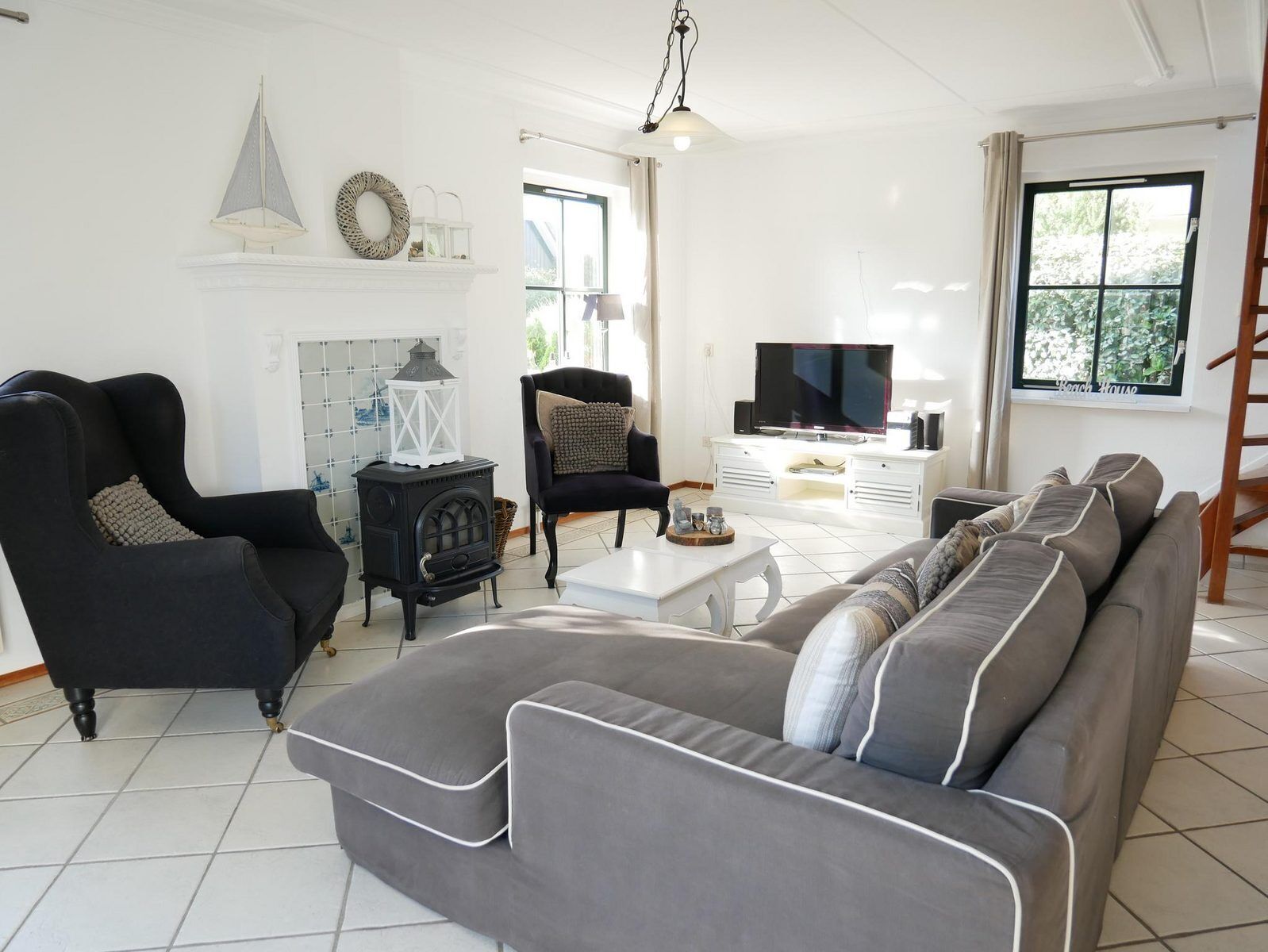 TV, DVD player, stereo