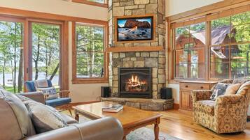 TV, fireplace, offices