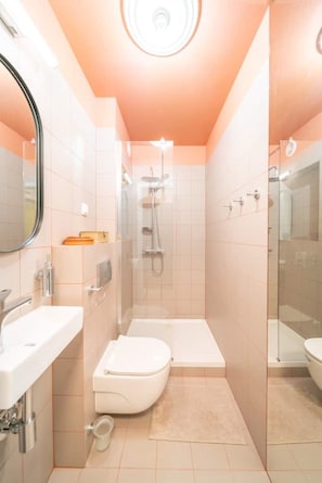 Secadora de cabello, toallas, jabón, papel de baño 