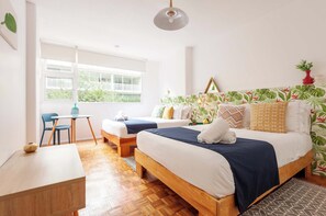 4 bedrooms, iron/ironing board, travel cot, WiFi