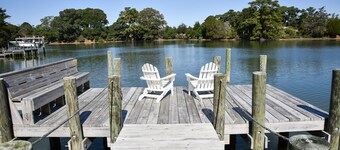 Waterfront family home with great views, full kitchen, & strong Wi-Fi.