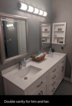 Hair dryer, bidet, towels, soap