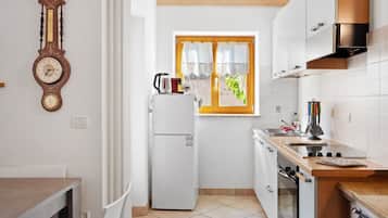 Fridge, oven, stovetop, coffee/tea maker