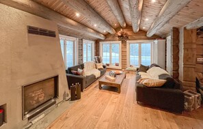 Una televisión, una chimenea