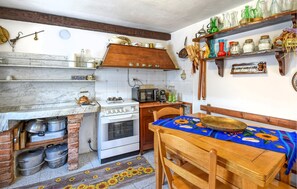 Fridge, oven, stovetop, coffee/tea maker