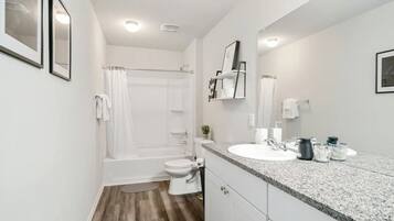 Towels, soap, shampoo, toilet paper