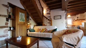 Télévision, lecteur de DVD, table de tennis de table, livres