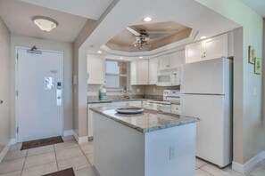 Condo, 2 Bedrooms | Private kitchen | Fridge, oven, coffee/tea maker, toaster - Beach Villas # 201 - Bogo24 2 Bedroom Condo by RedAwning (Fort Myers Beach)
